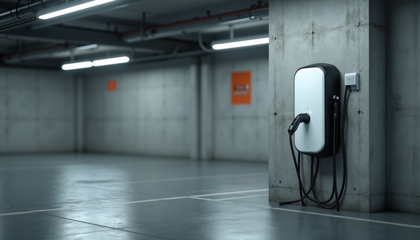 Borne de recharge électrique installée dans un parking de copropriété à Priay