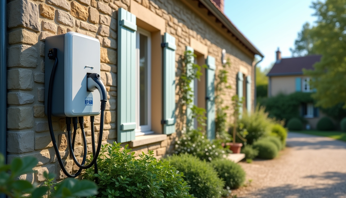 Borne de recharge électrique installée devant une maison à Castine-en-Plaine en journée