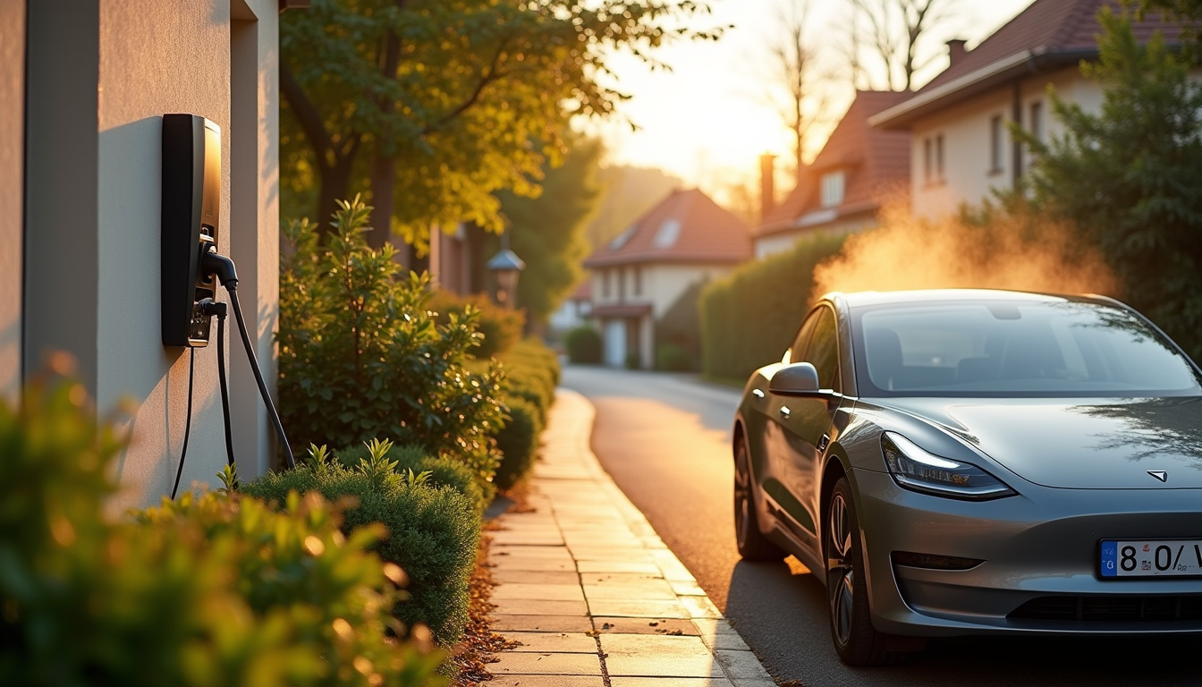 Borne de recharge électrique installée devant une maison à Mertzwiller