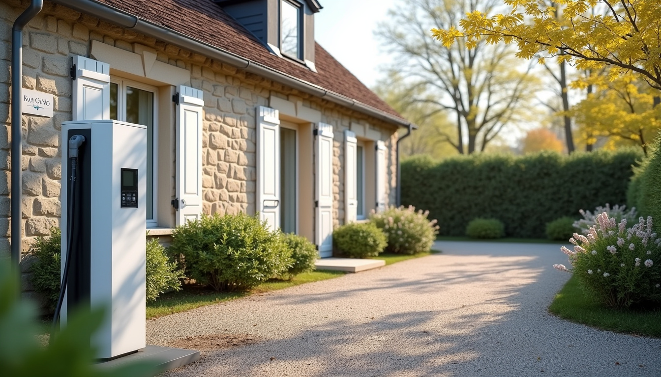 Borne de recharge électrique installée devant une maison à Saubusse