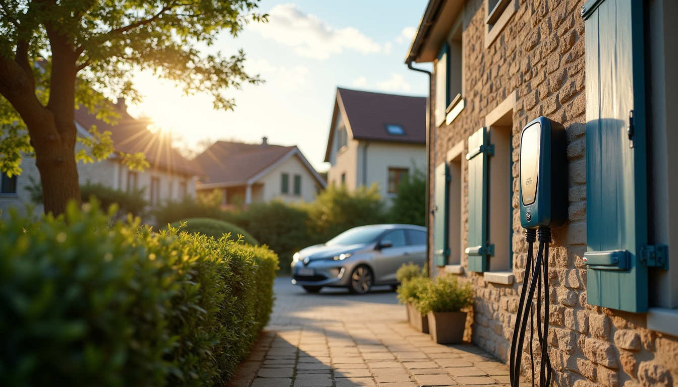 Borne de recharge électrique installée devant une maison individuelle à Jarnac