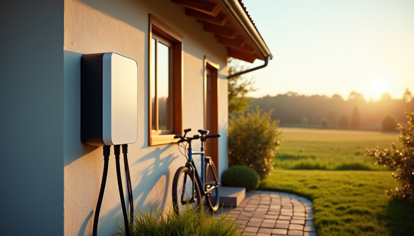 Borne de recharge électrique installée devant une maison individuelle à Longèves, en milieu rural