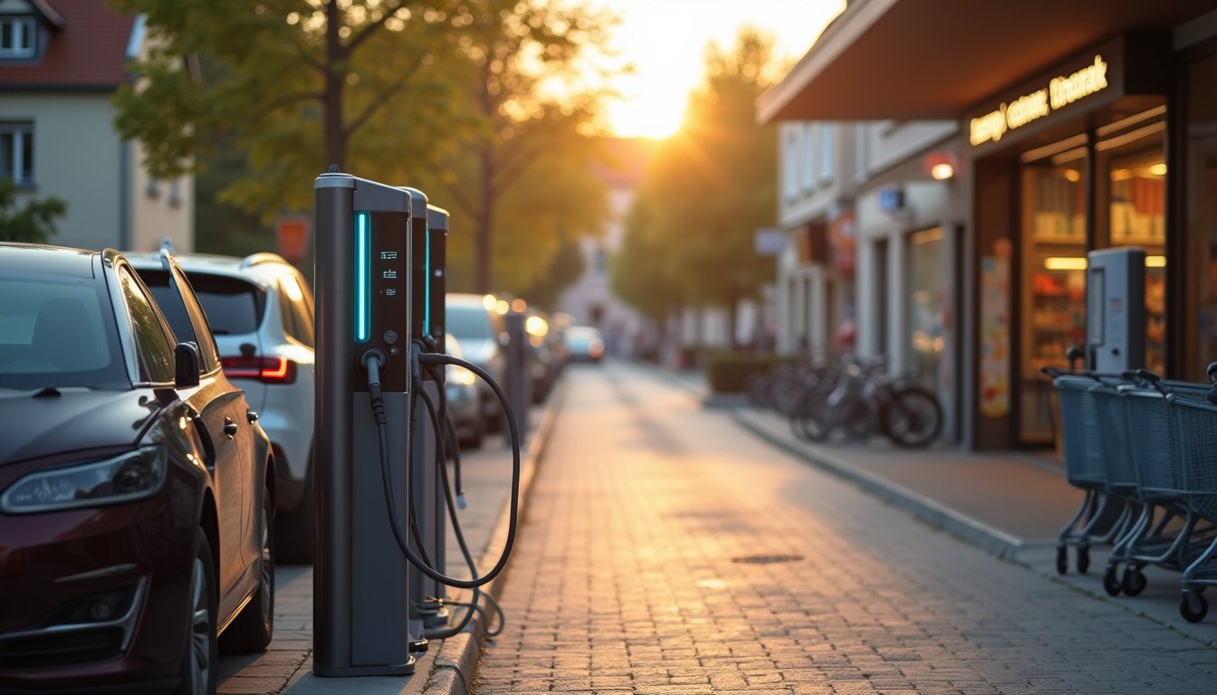 Borne de recharge électrique publique située près d'un supermarché à Rupt-sur-Moselle