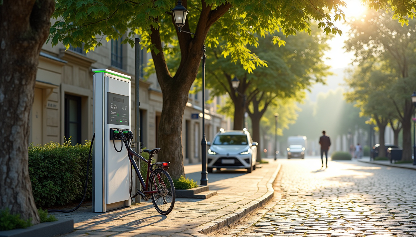 Borne de recharge électrique située près de la gare d'Entraigues-sur-la-Sorgue