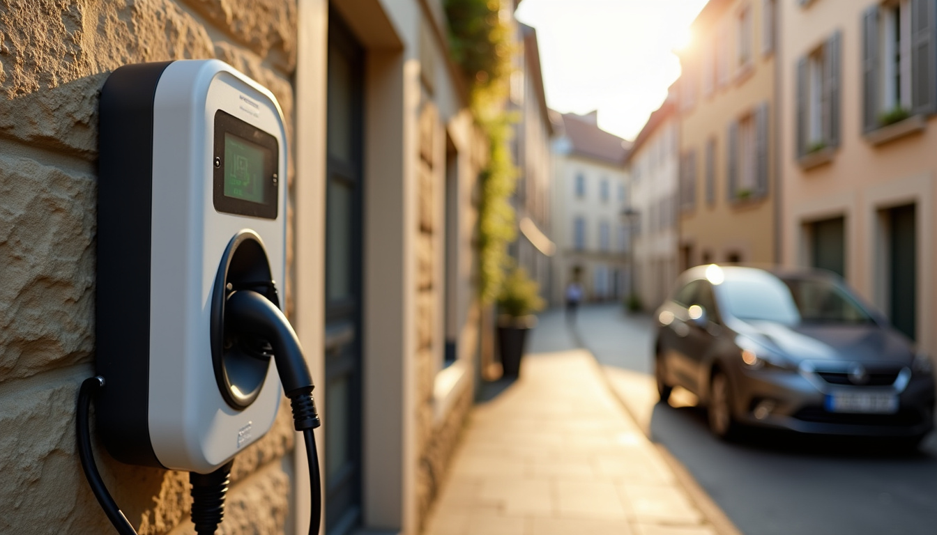 Borne de recharge électrique située près du centre-ville de Saint-Ciers-sur-Gironde