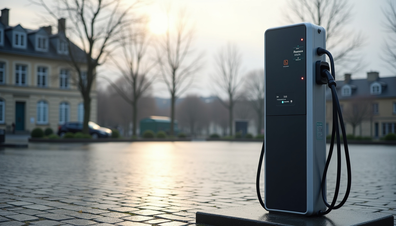 Borne de recharge électrique située sur le parking du Marais à Saint-Lunaire