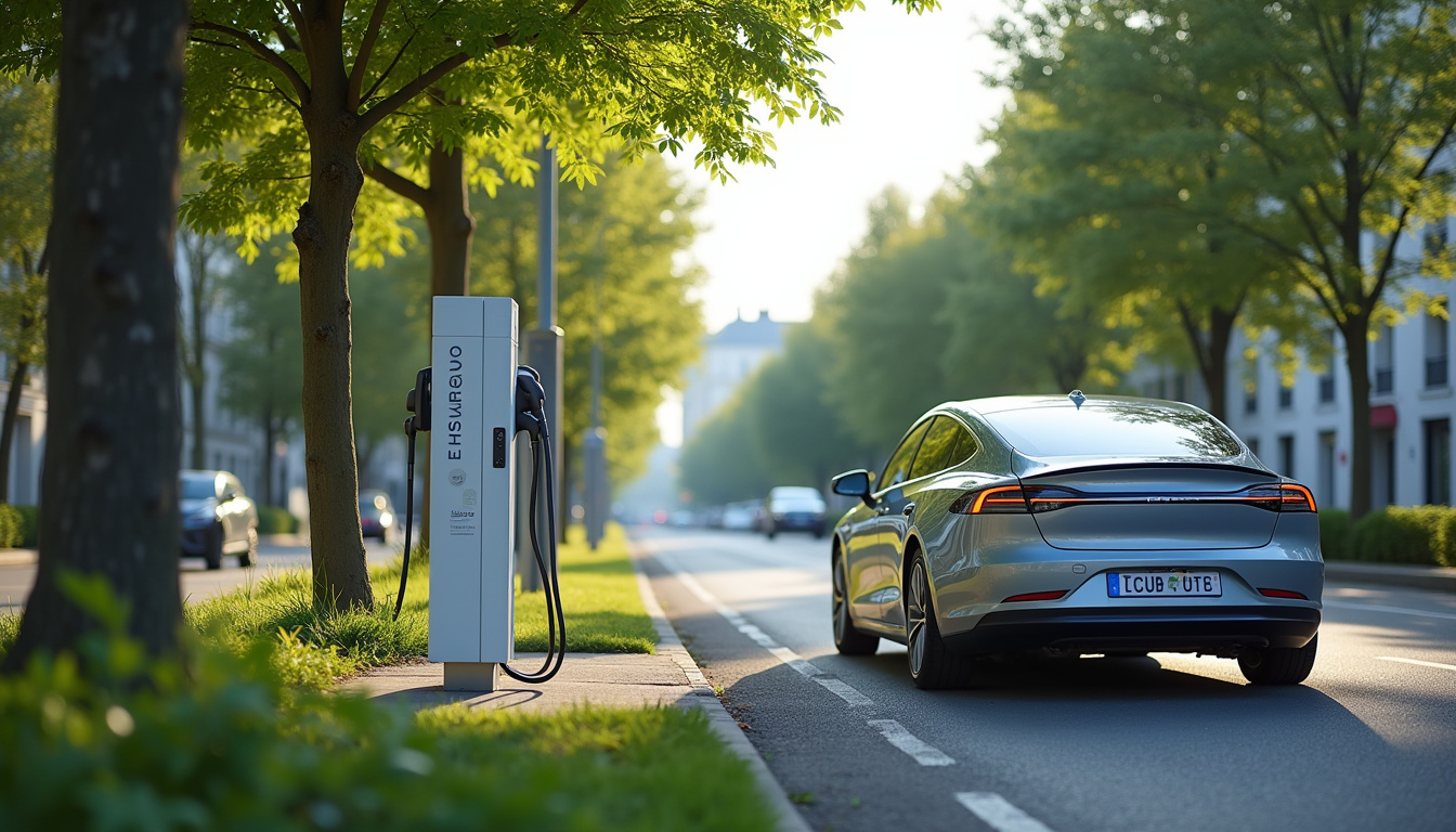 Borne de recharge électrique sur une route de Nogent-sur-Seine