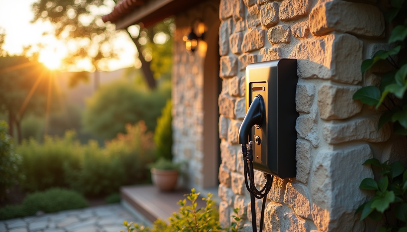 Borne de recharge installée à l'extérieur d'une maison à Charavines