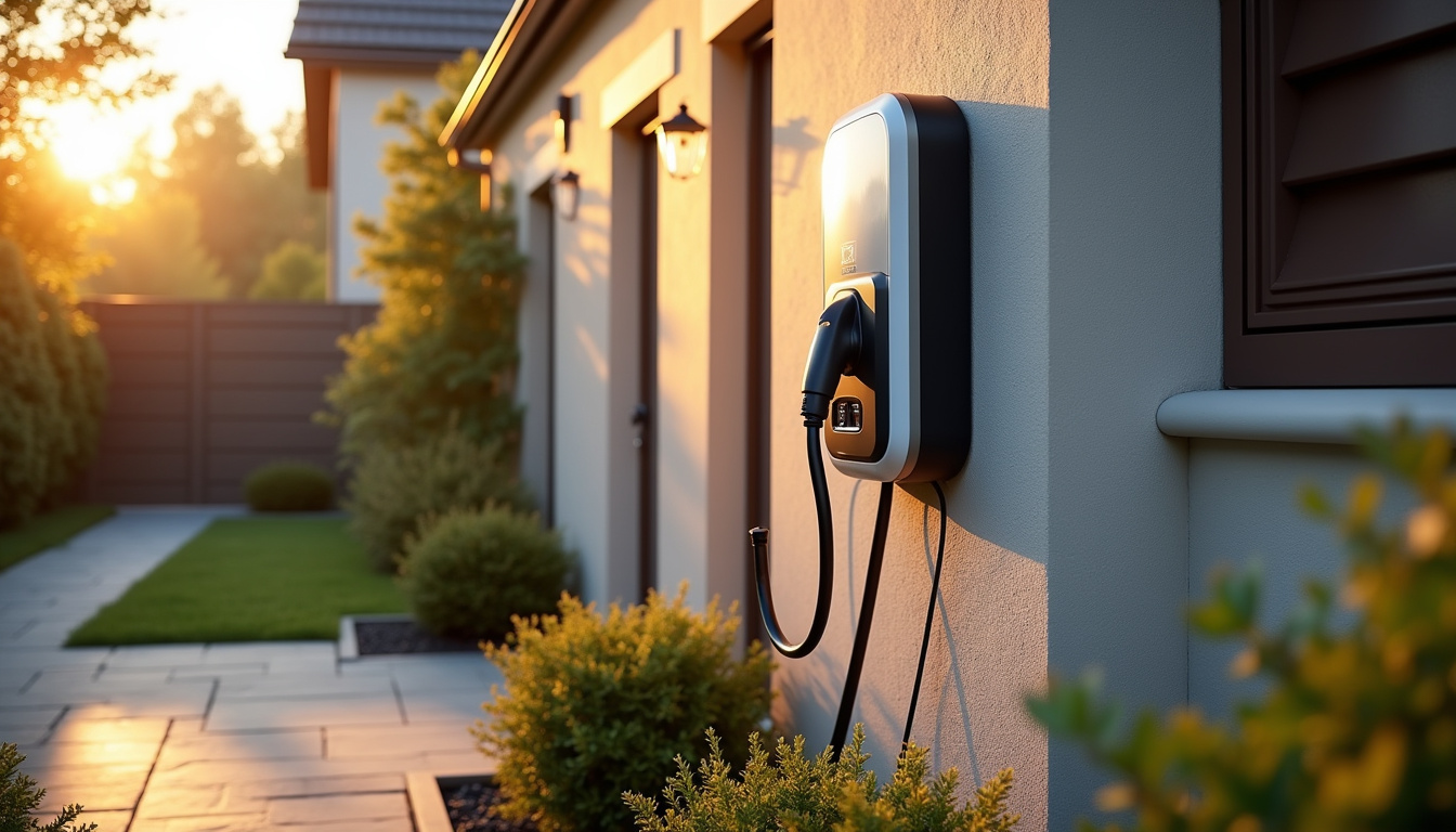 Borne de recharge installée à l'extérieur d'une maison individuelle à Boussy-Saint-Antoine