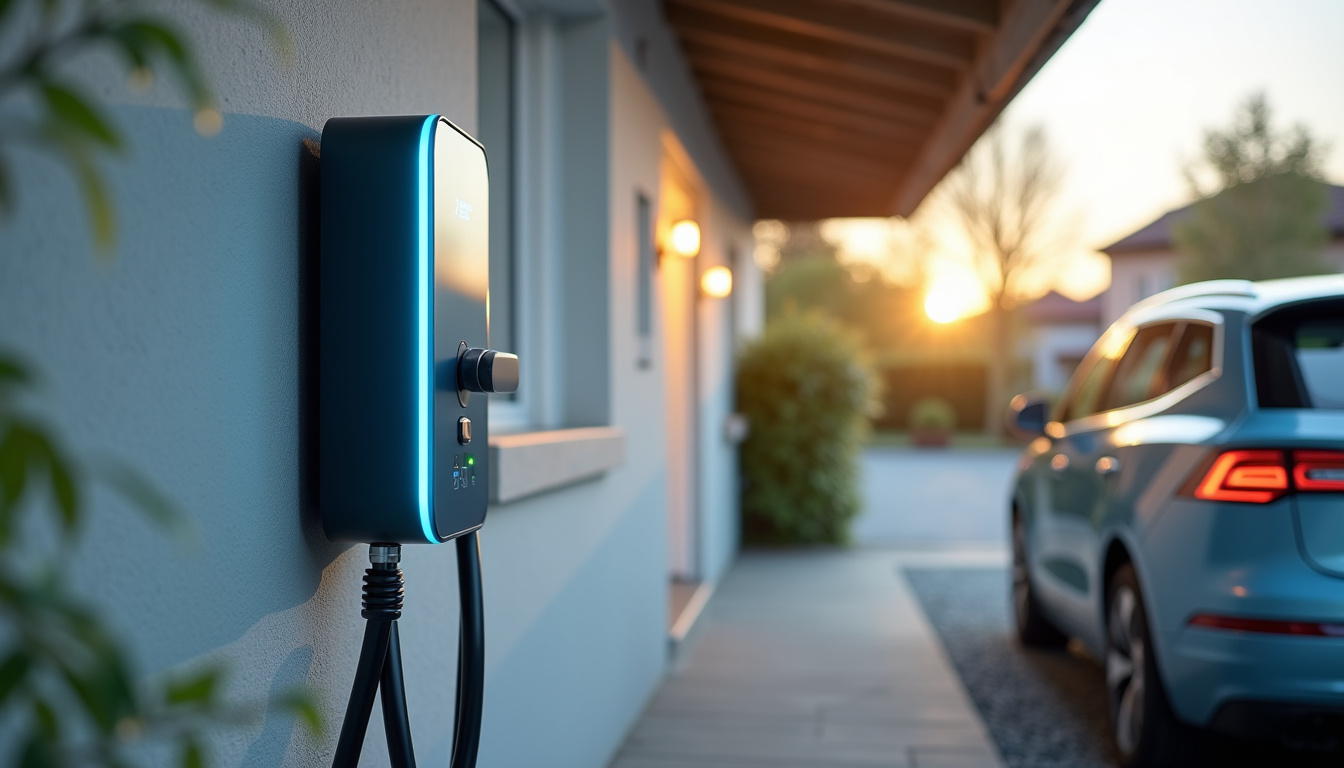 Borne de recharge installée dans un garage à Le Nouvion-en-Thiérache