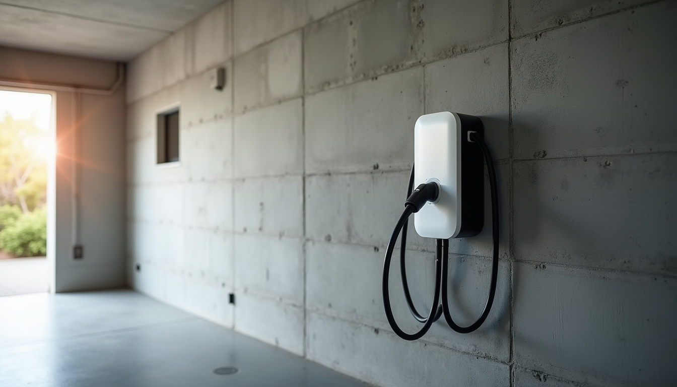 Borne de recharge installée dans un garage de maison individuelle à Chaumes-en-Retz