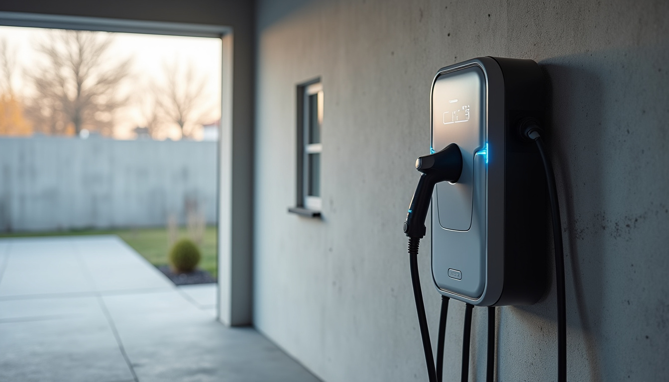 Borne de recharge installée dans un garage privé à Sérent