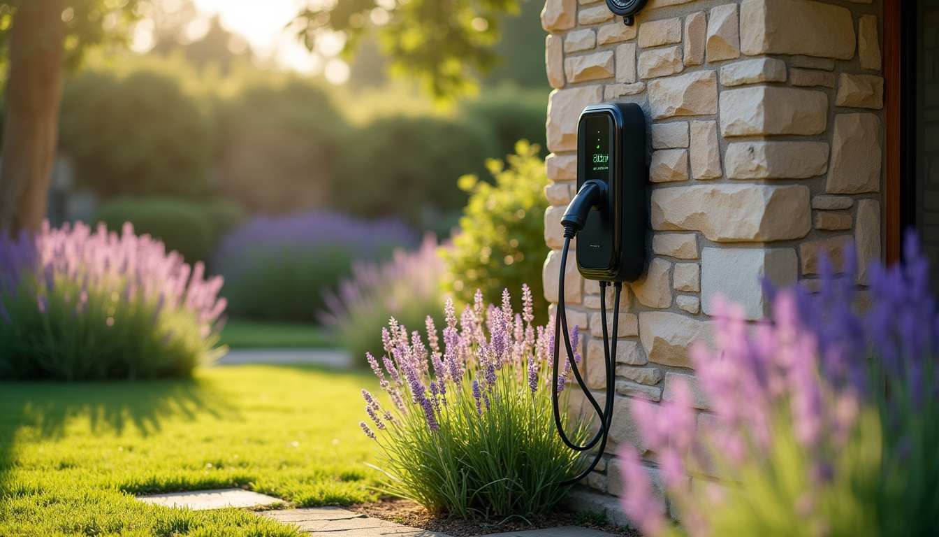 Borne de recharge installée dans un jardin à Saint-Mathieu-de-Tréviers