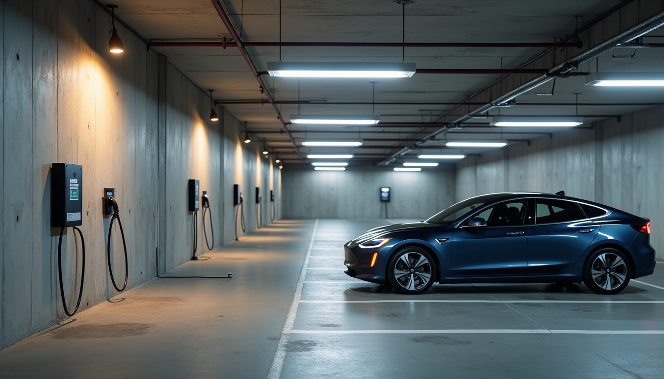 Borne de recharge installée dans un parking collectif de copropriété à Vernoil-le-Fourrier