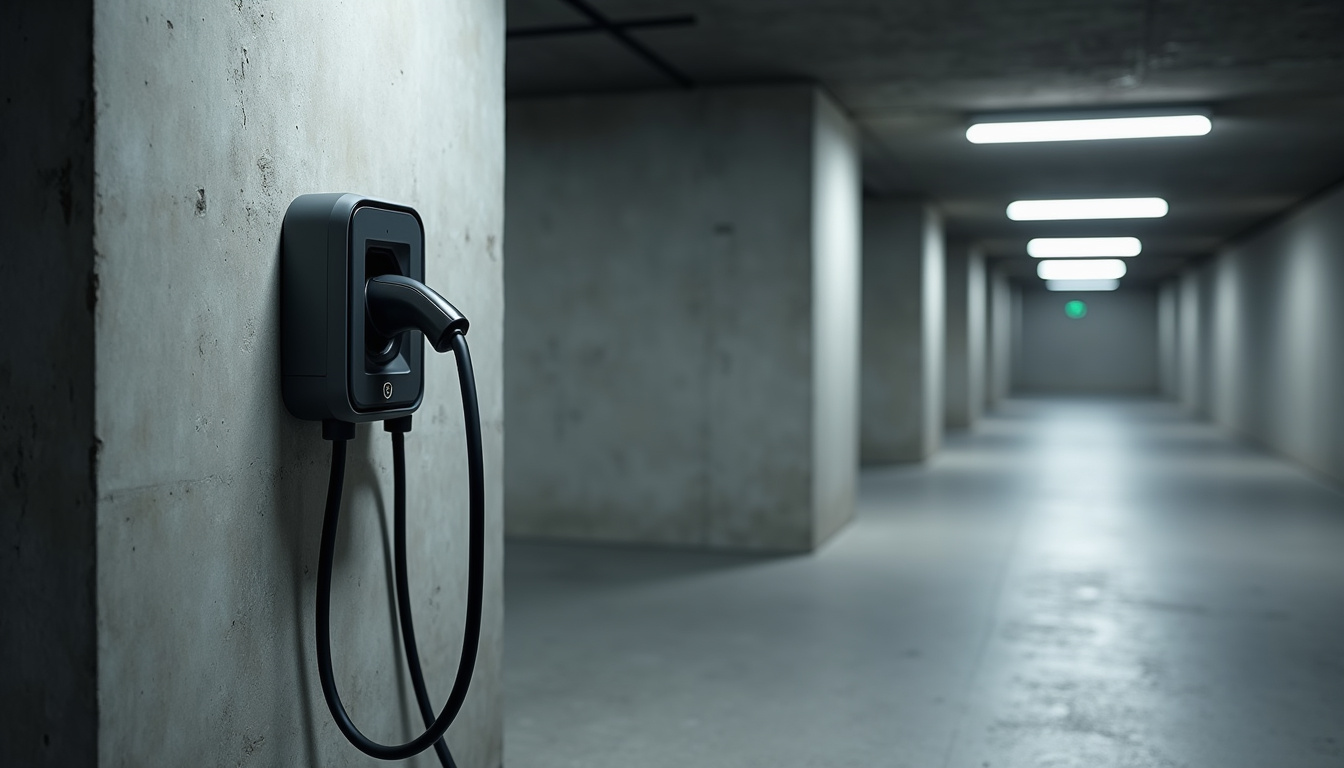 Borne de recharge installée dans un parking de copropriété à Confrançon