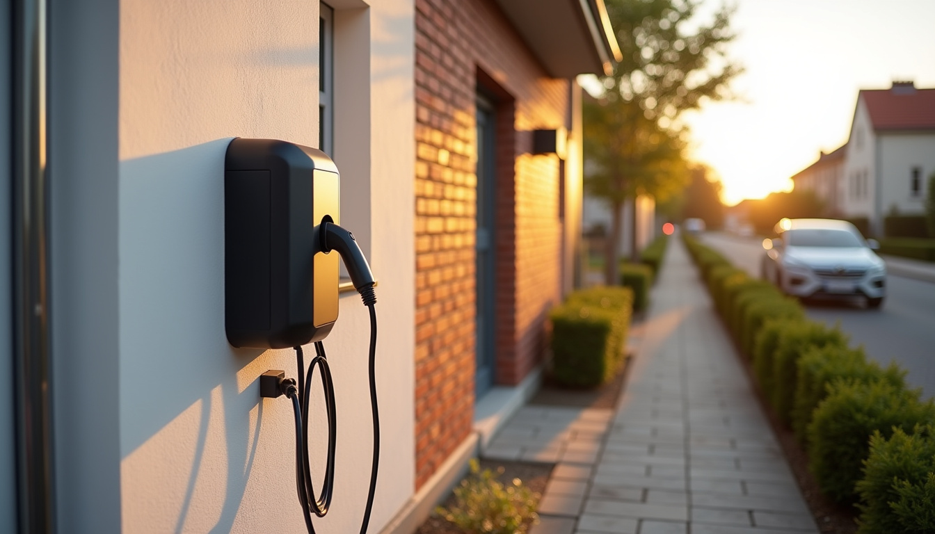 Borne de recharge installée devant une maison à Soissons