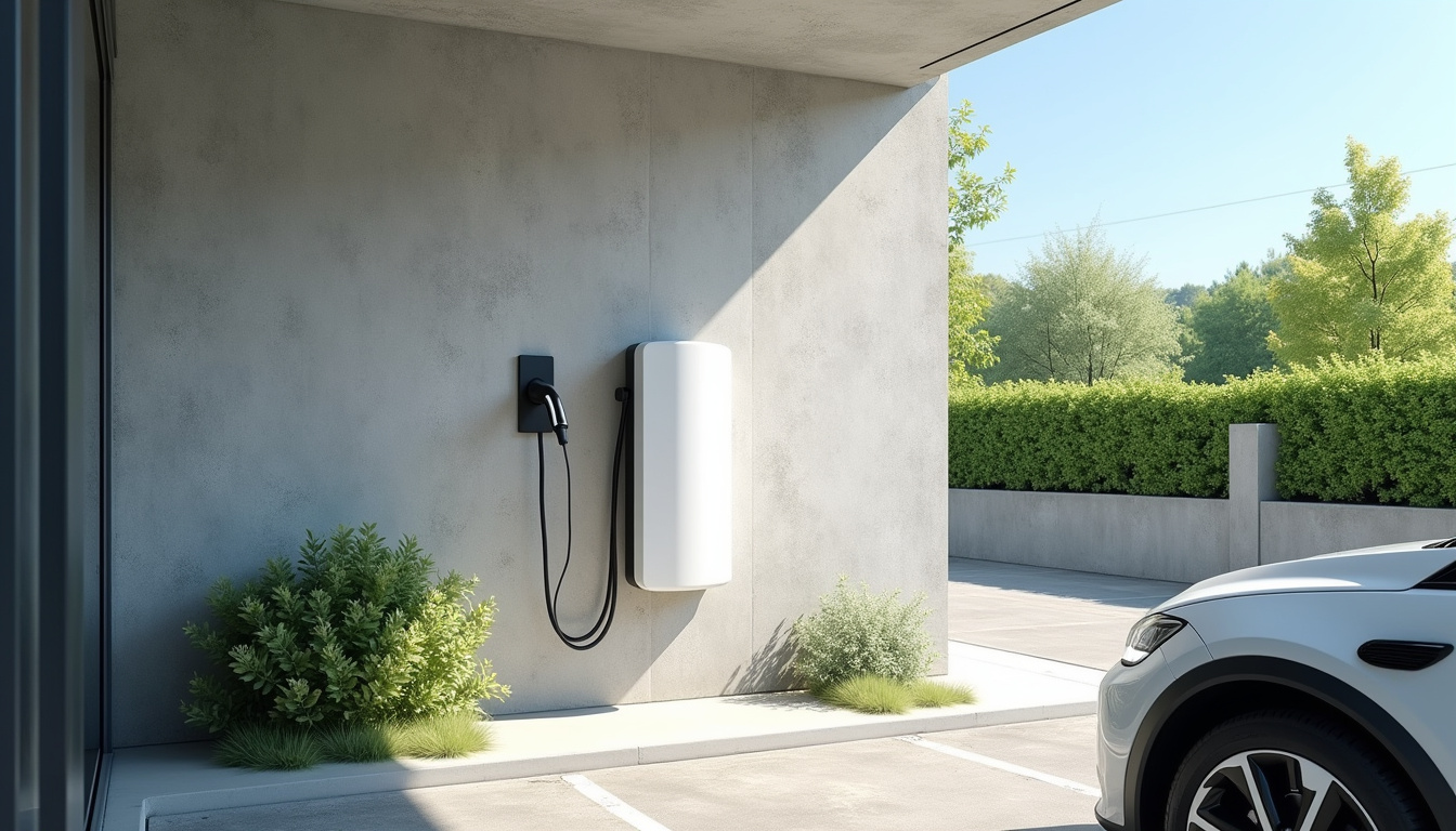 Borne de recharge installée en extérieur à Saint-Quentin-Fallavier, vue diurne