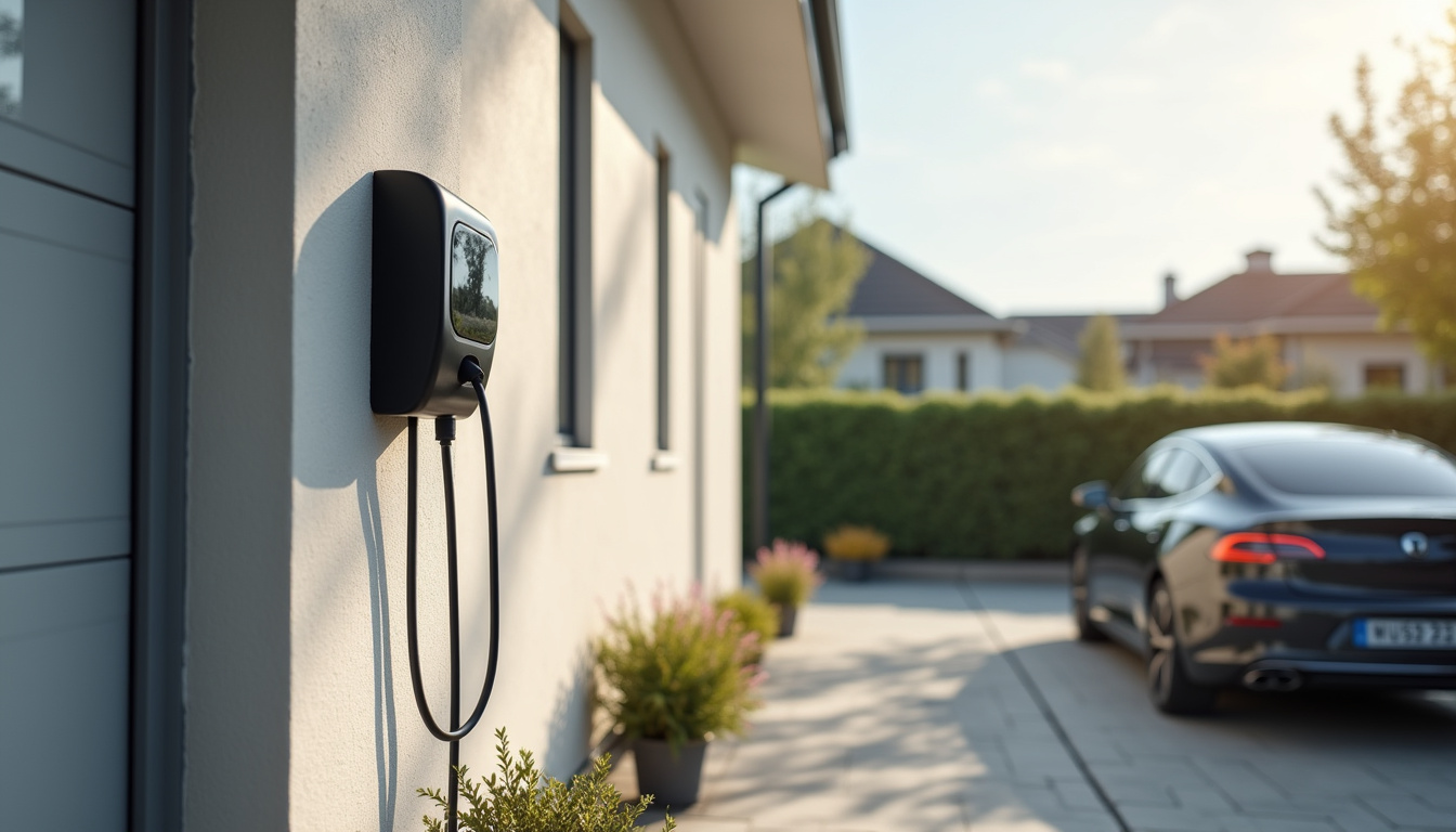 Borne de recharge murale installée à l'extérieur d’un garage