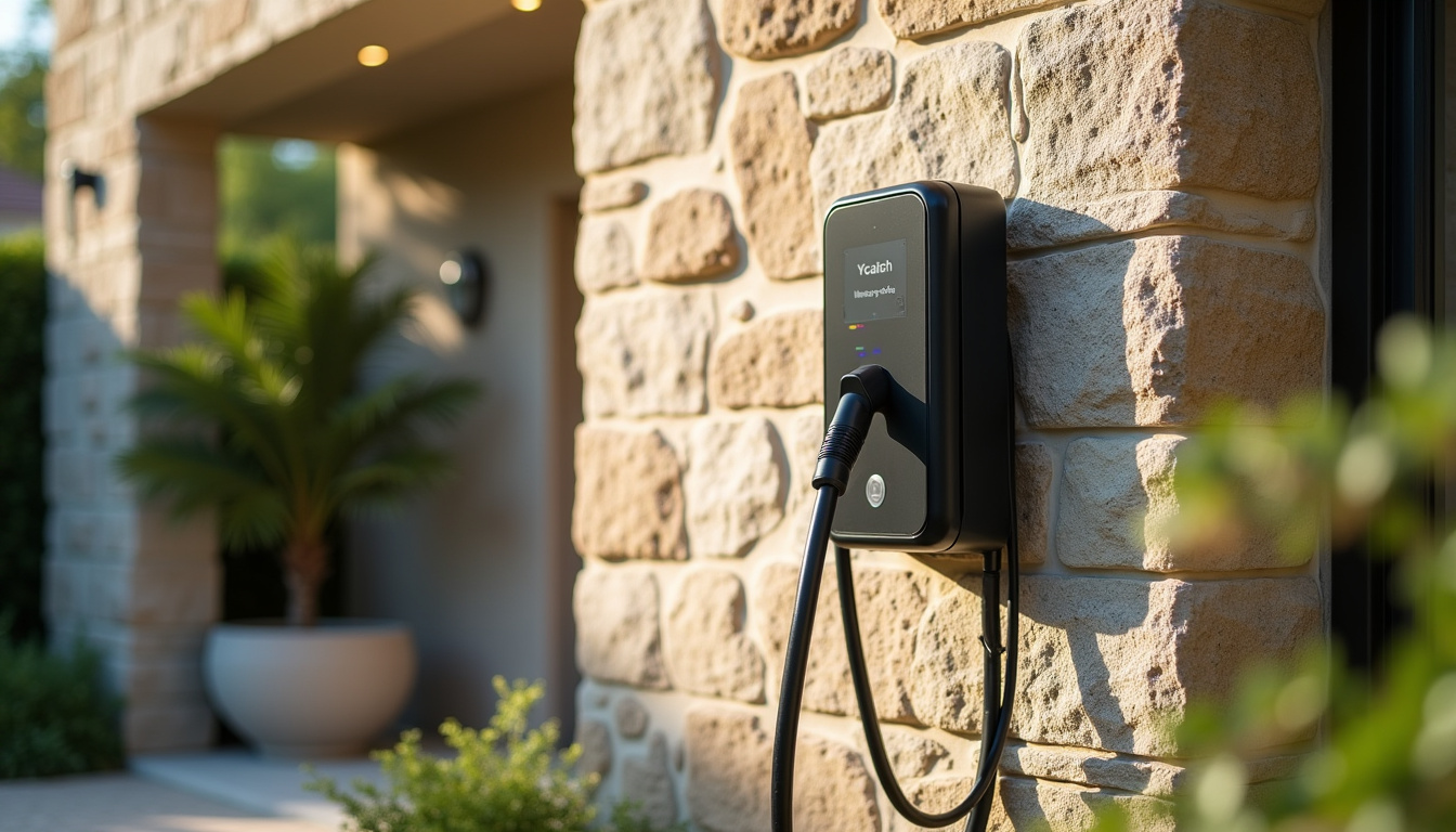 Borne de recharge murale installée à l'extérieur d'une maison à Lahonce