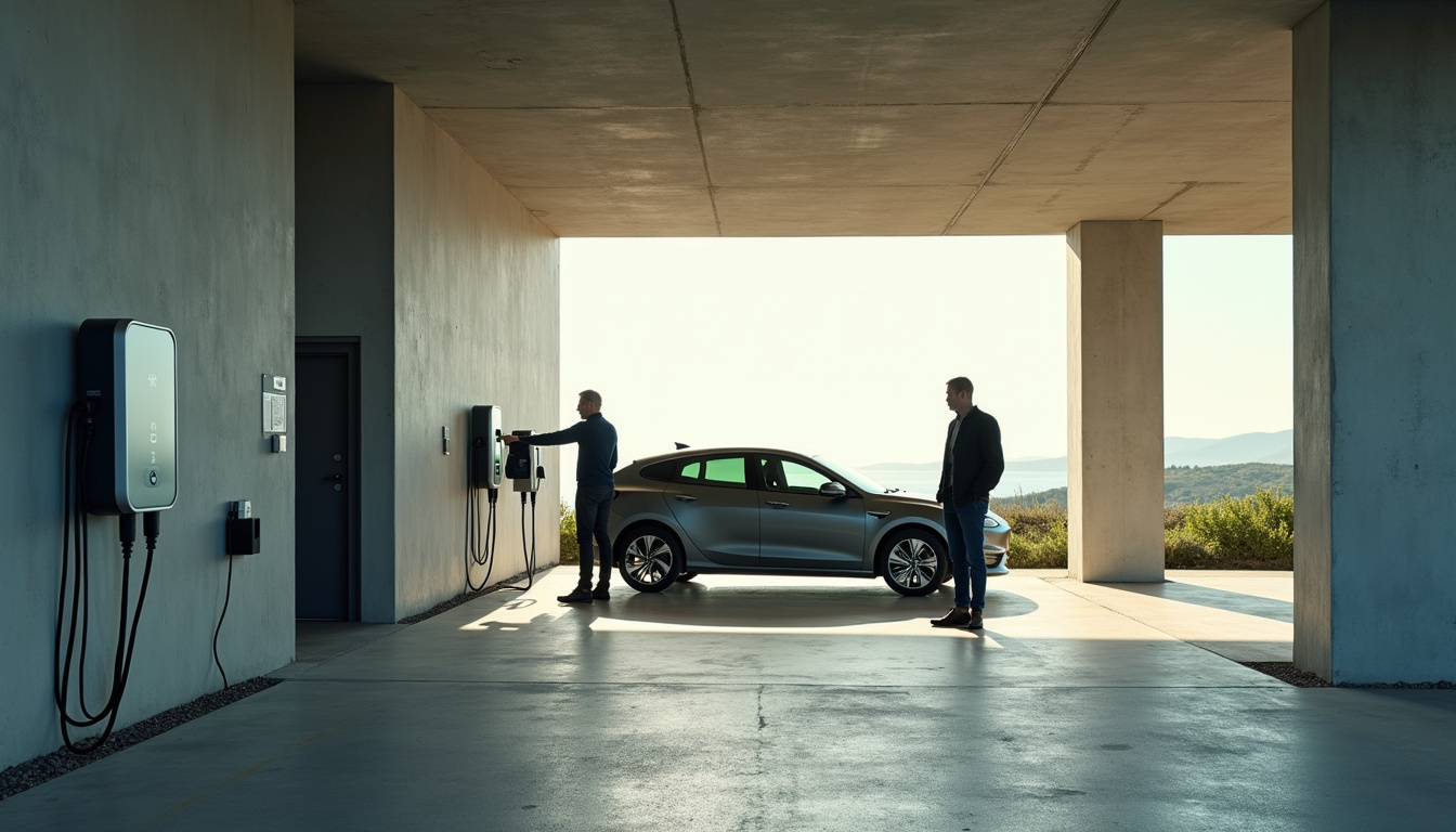 Borne de recharge partagée dans un parking collectif à Douarnenez