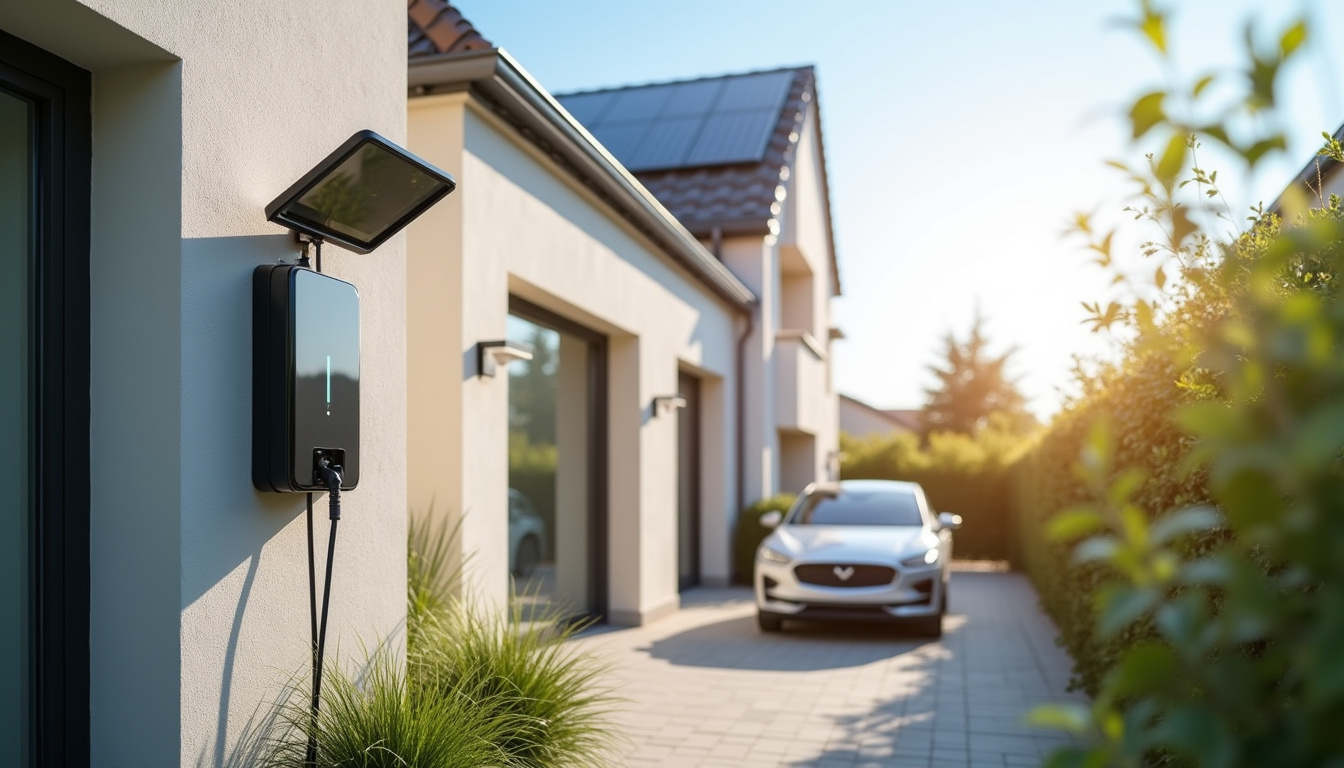 Borne de recharge pour voiture électrique associée à un système photovoltaïque sur une maison à Templemars