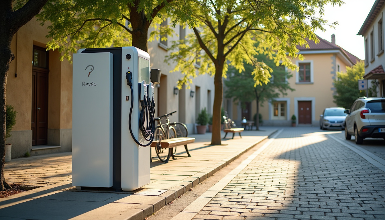 Borne de recharge publique Révéo sur le Square Marcelin Albert à Argeliers