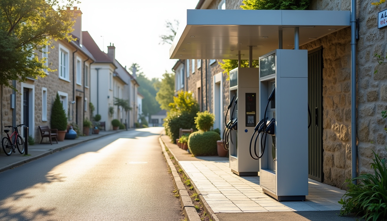 Borne de recharge publique située au 8 rue des Étangs à Langoat, Côtes-d'Armor