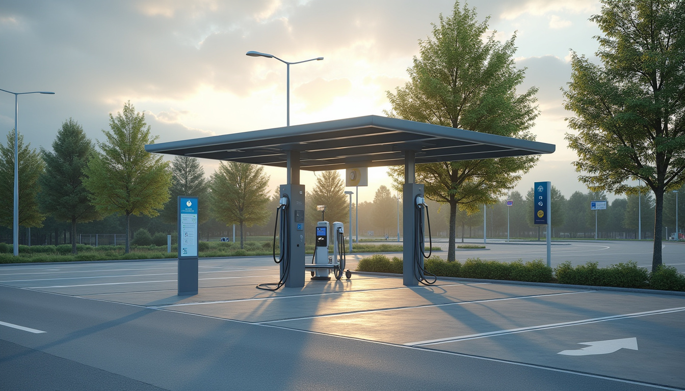 Borne de recharge publique située au parking de la gare à Mussidan