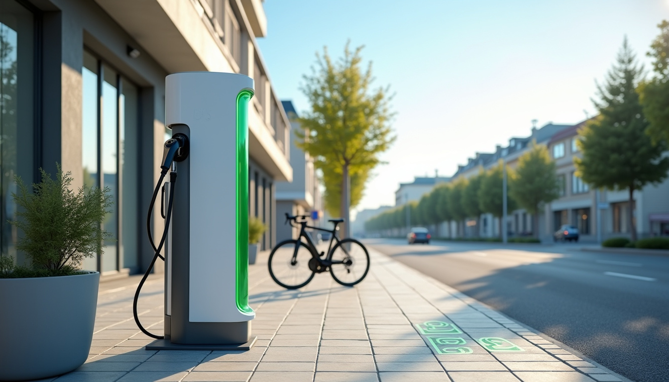 Borne de recharge publique située Avenue Léon Blum à Saint-Léonard-de-Noblat