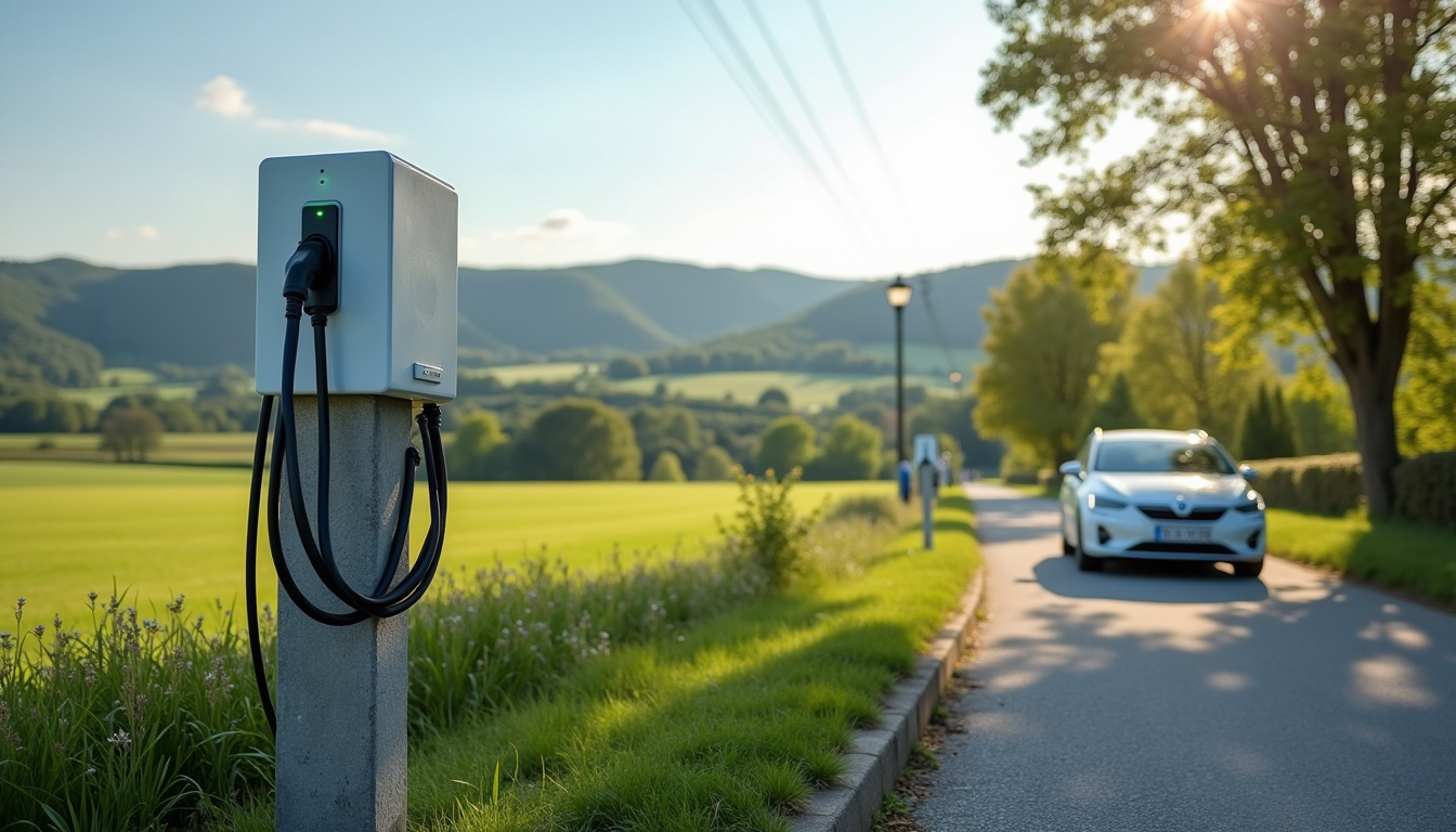 Borne de recharge publique située chemin du Champ de Chaux à Tossiat