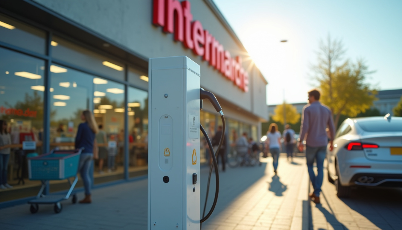 Borne de recharge publique située devant l'Intermarché de Le Teil