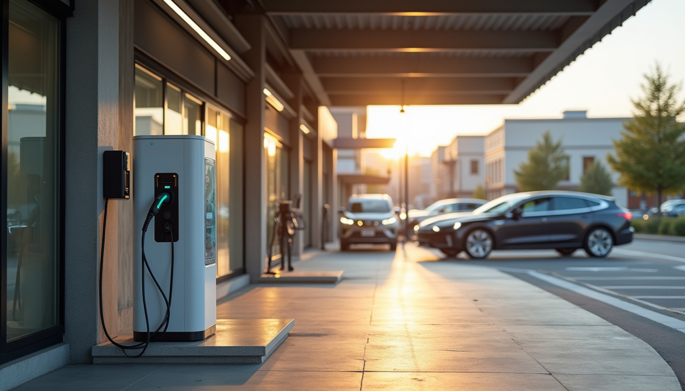 Borne de recharge publique située en zone commerciale à Chavelot