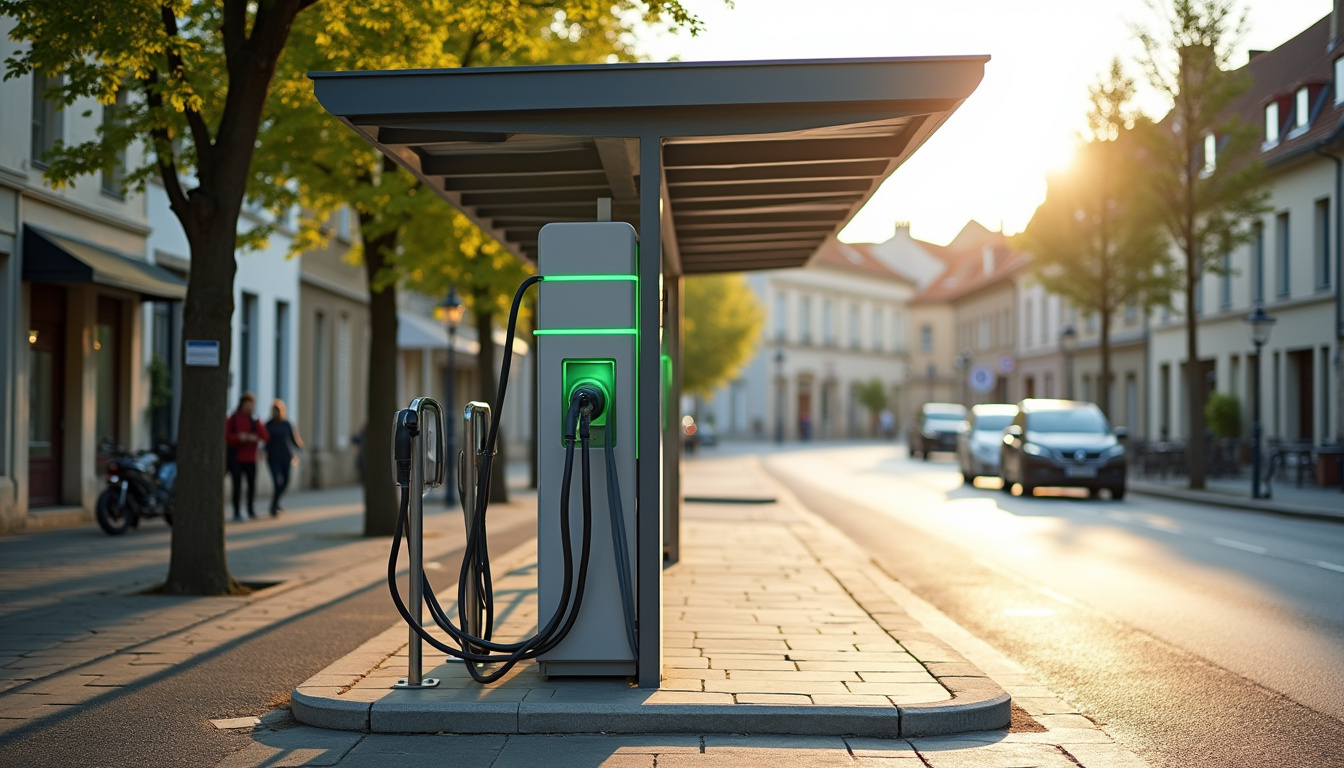 Borne de recharge publique située Place de la Mairie à Blainville-Crevon