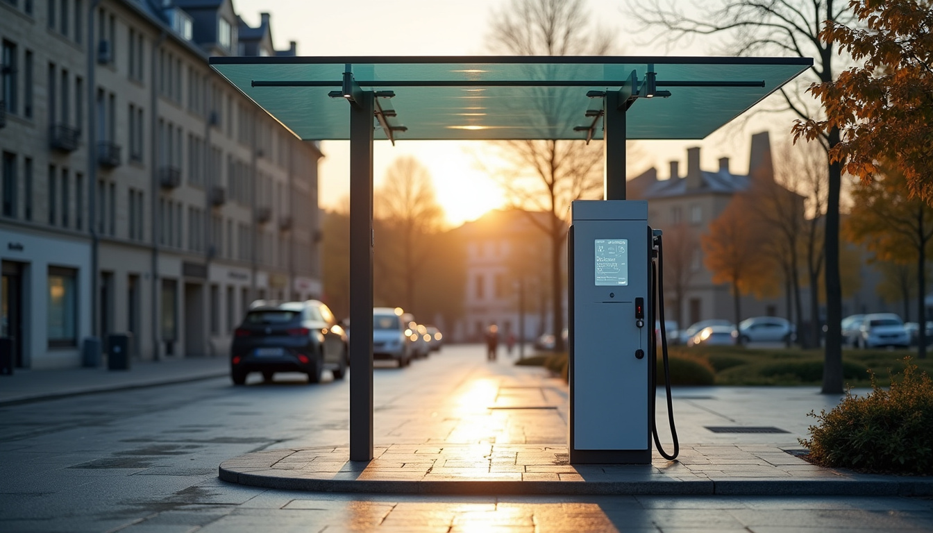 Borne de recharge ultra-rapide installée place de l'Europe à Grand-Fougeray