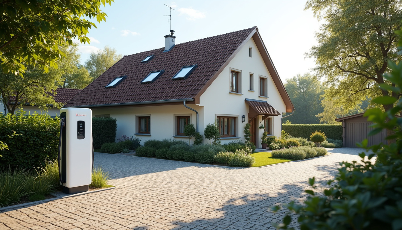 Borne électrique installée devant une maison individuelle à Lamothe-Landerron