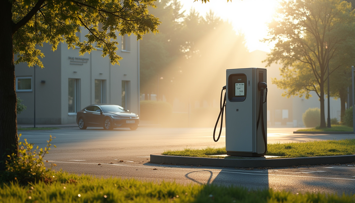 Bornes de recharge électriques installées sur le parking de la mairie de Saint-Romain-le-puy
