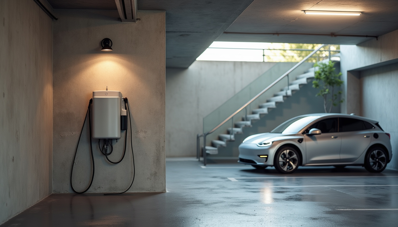 Bornes de recharge installées dans un parking de copropriété à La Broque