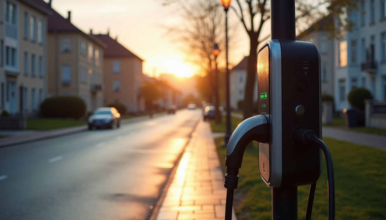 Bornes de recharge publiques installées le long d'une rue à Chilly-Mazarin