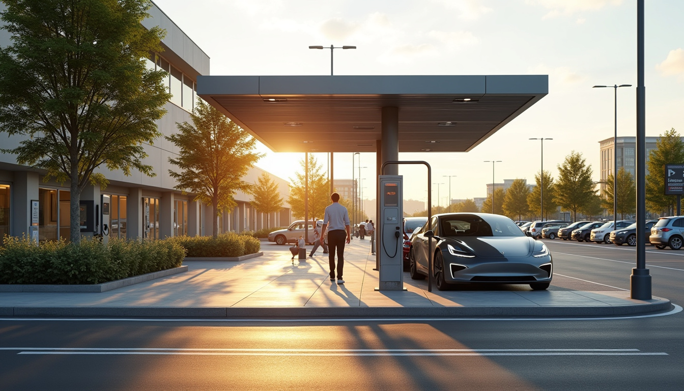 Bornes de recharge publiques situées à Lanton, près d'un supermarché et d'une avenue centrale