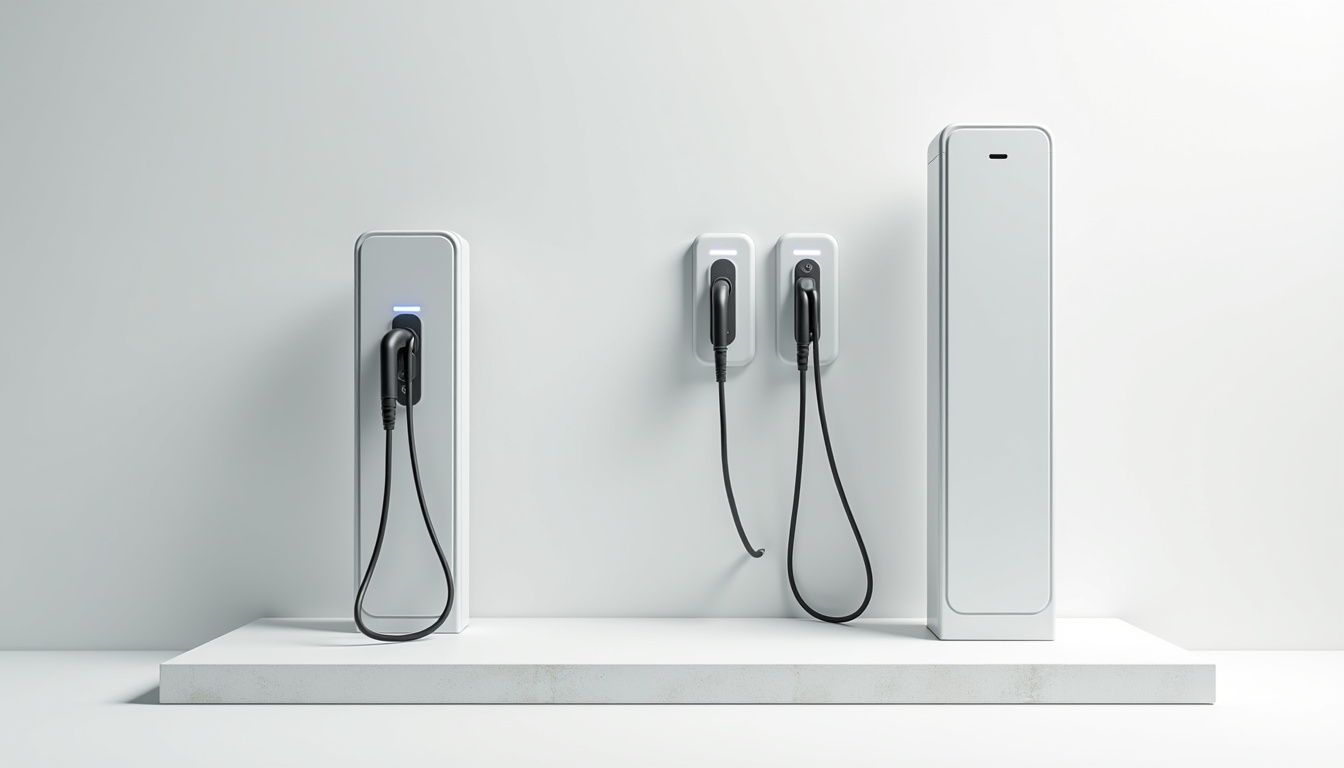 Différents modèles de bornes de recharge électrique murales et au sol