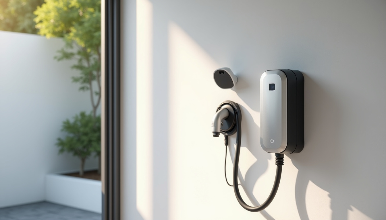 Différents modèles de bornes de recharge murales et prises renforcées en situation