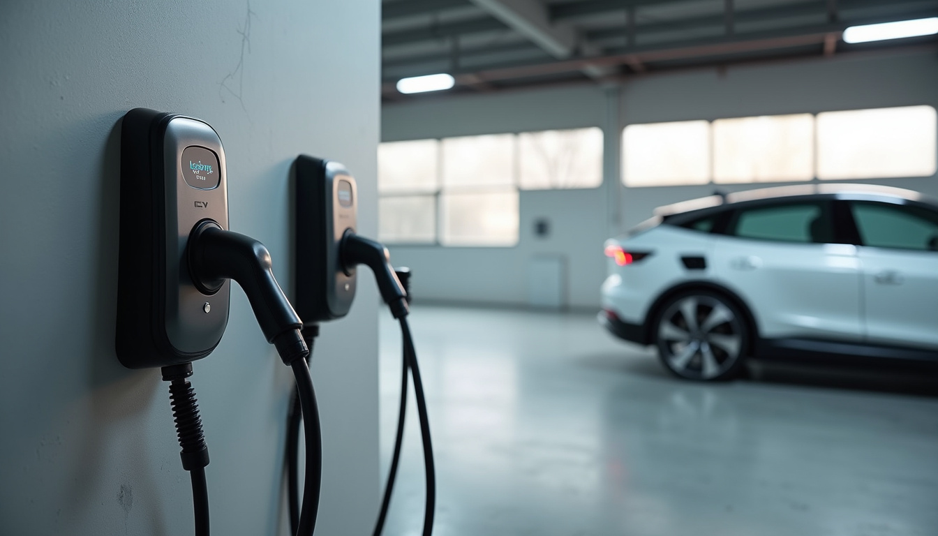 Différents types de bornes électriques pour véhicules électriques posées dans un garage