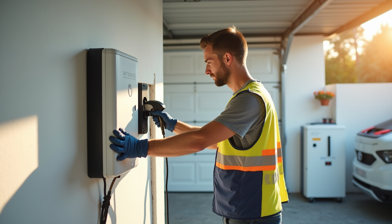 Électricien certifié IRVE en intervention pour l'installation d'une borne de recharge