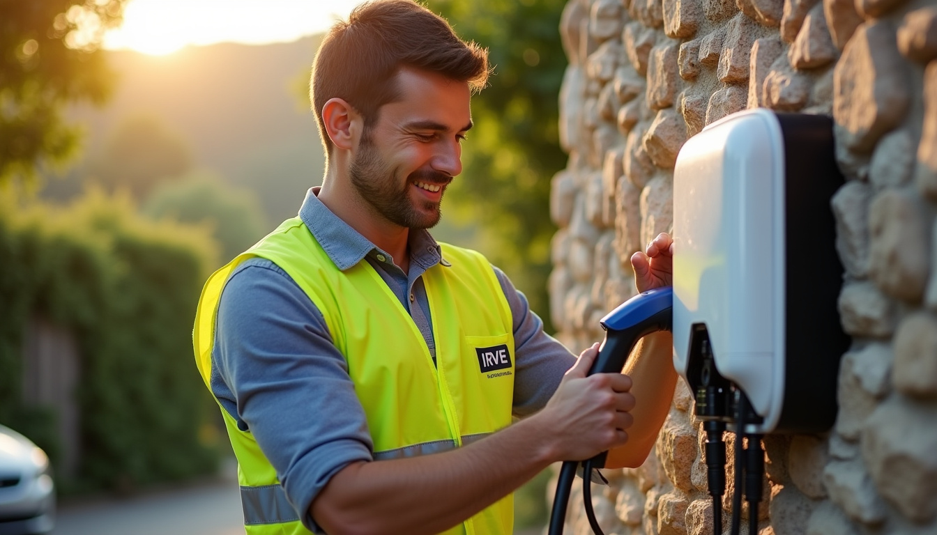 Électricien certifié IRVE en intervention pour l'installation d'une borne électrique