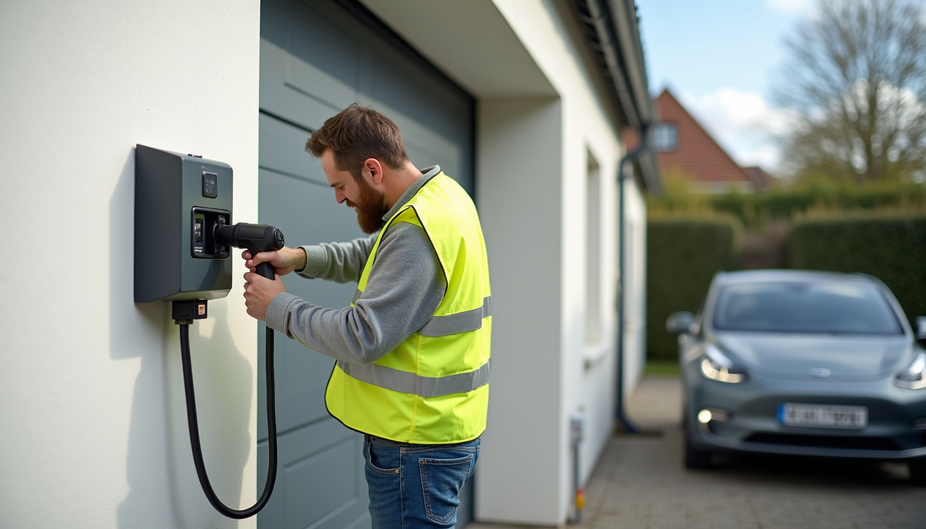 Électricien en intervention pour l'installation d'une borne de recharge à Angoulême