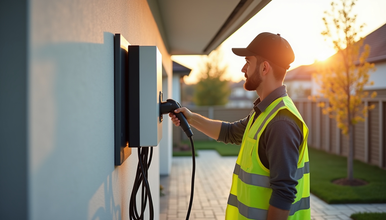Électricien en intervention pour l'installation d'une borne de recharge à Bouloire