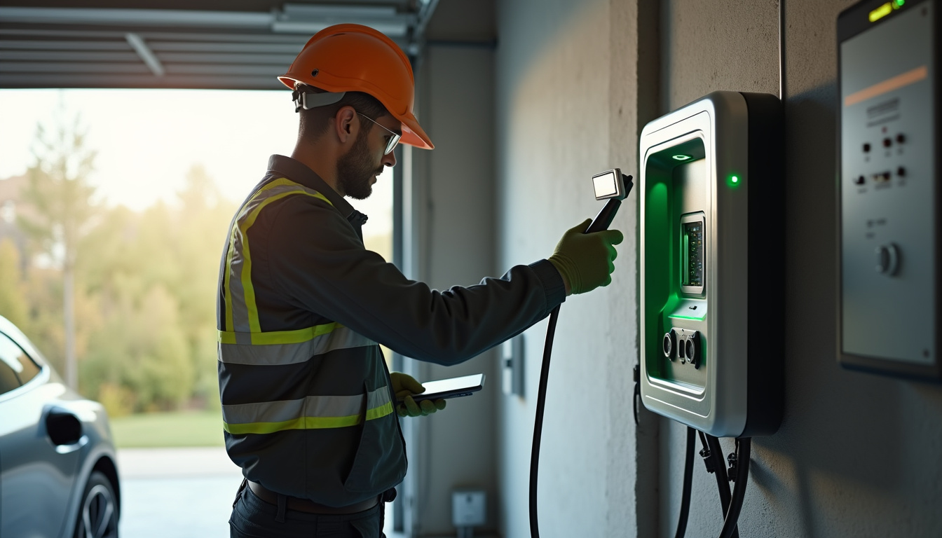 Électricien IRVE en intervention pour l’installation d’une wallbox dans un garage à Gandrange