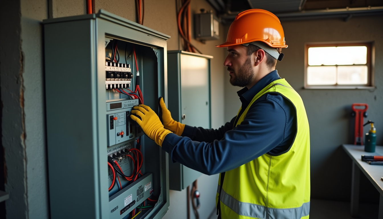Électricien vérifiant un tableau électrique avant installation d'une borne