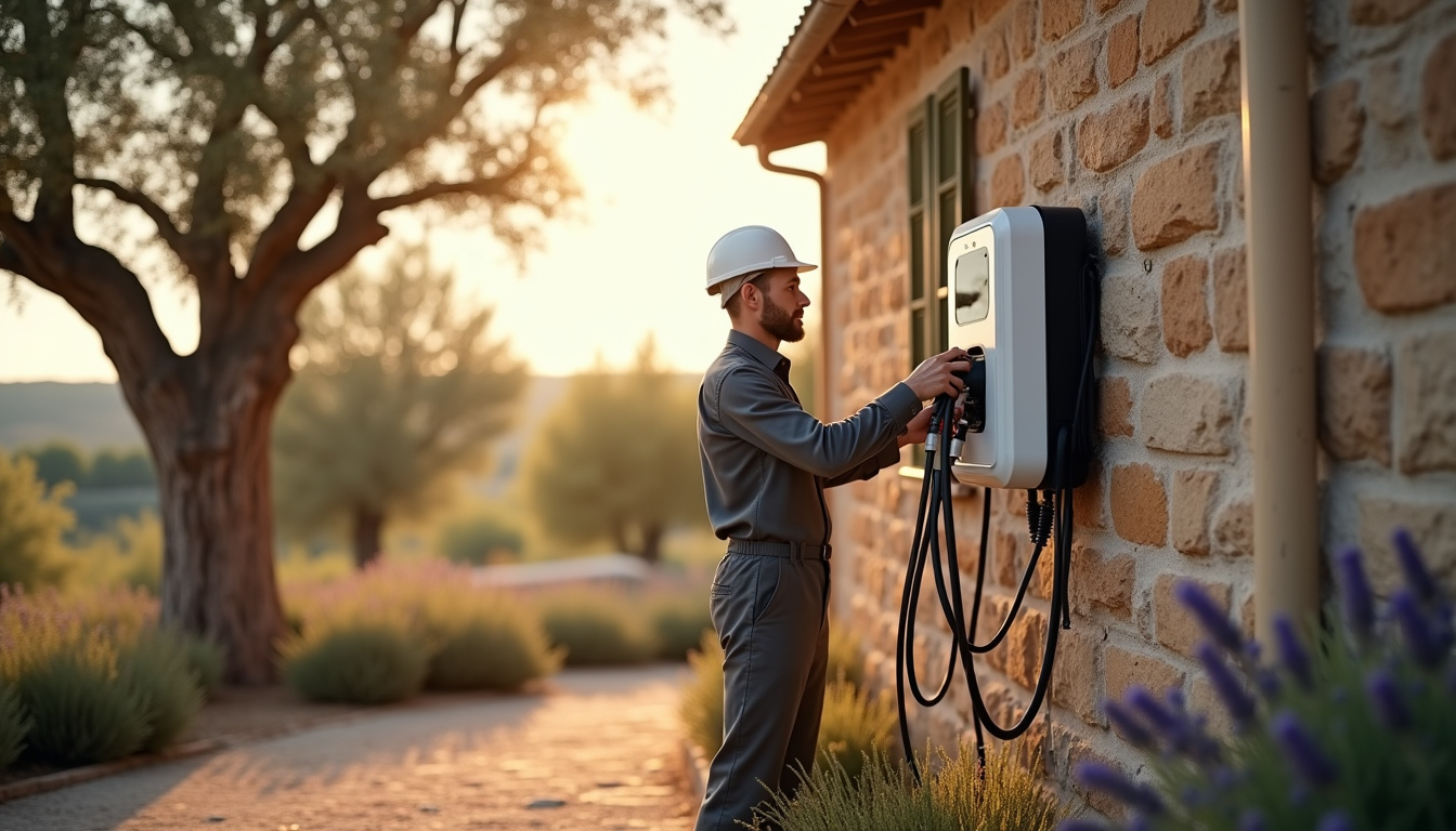 Étapes d'installation d'une borne de recharge électrique par un professionnel à Ginasservis