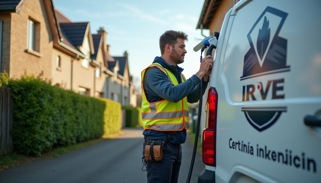 Installateur certifié IRVE posant une borne de recharge à Saint-Jean-sur-Mayenne